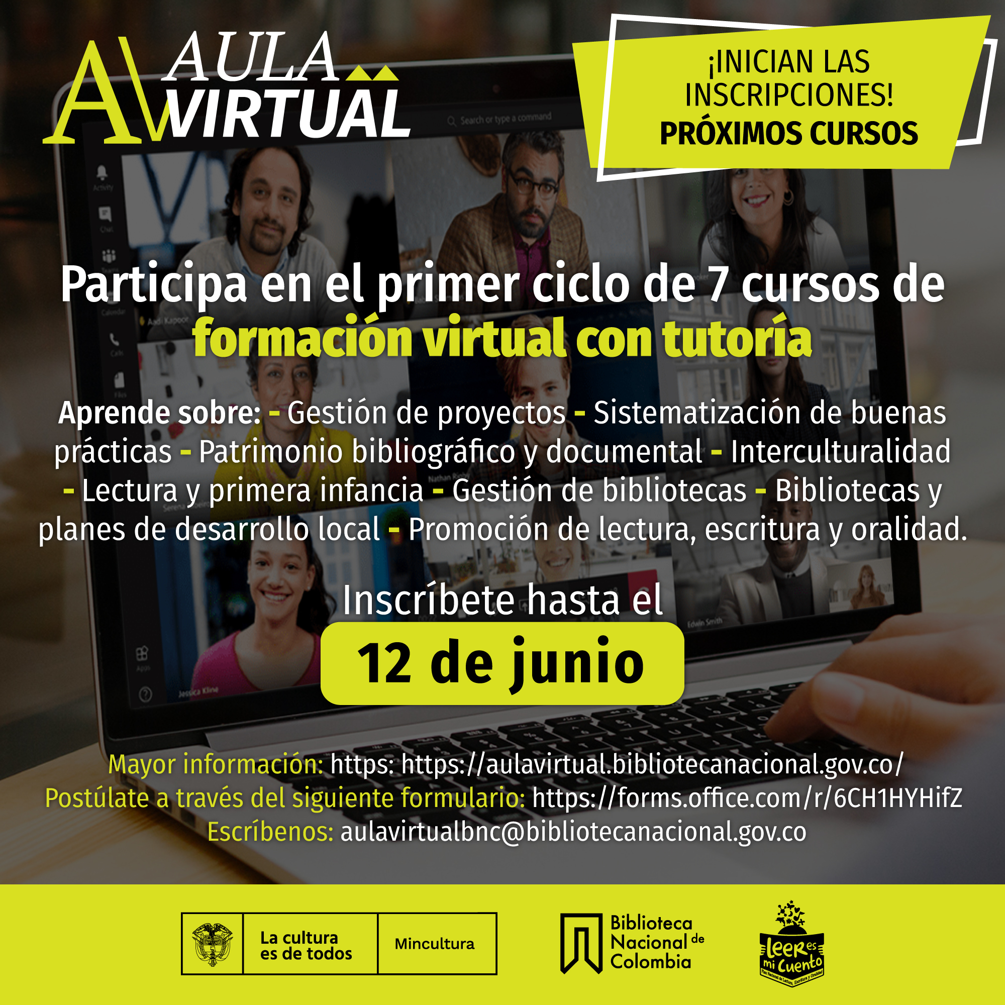 Abiertas las convocatorias para nuevos cursos guiados del Aula Virtual